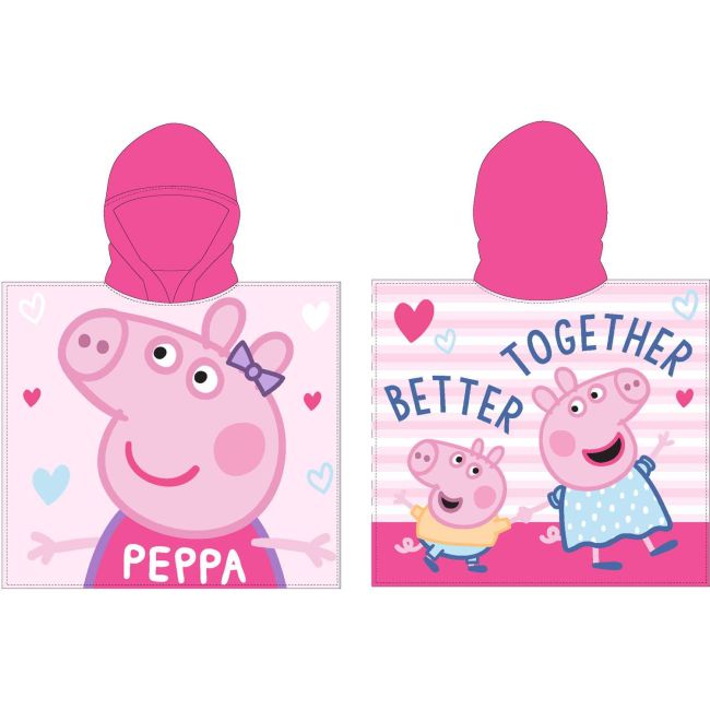 Poncho cu gluga Peppa Pig Better Together 55x110 cm EPLUSM EPMPP52461237 BBJEPMPP52461237_Roz