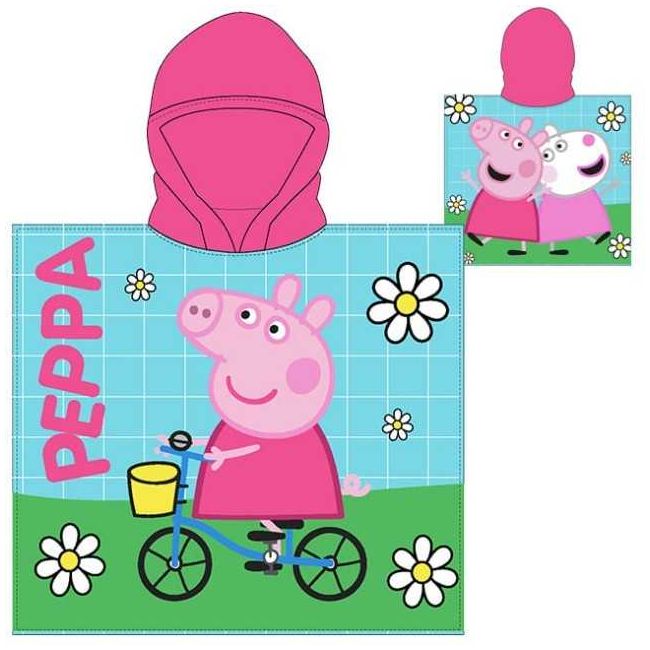 Poncho cu gluga Peppa Pig Bike Ride 55x110 cm EPLUSM EPMPP52461236 BBJEPMPP52461236_Initiala