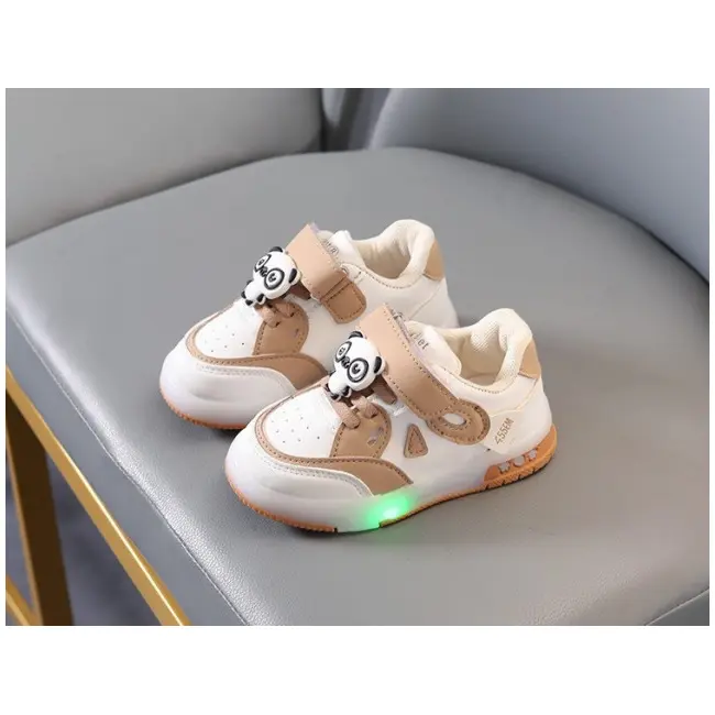 Adidasi crem cu alb cu luminite - Panda MD8001-3-c