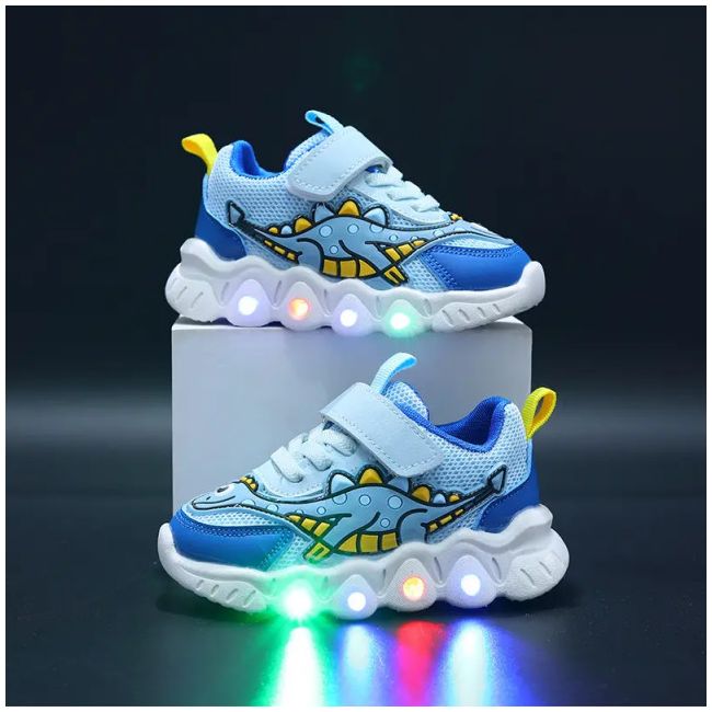 Adidasi cu luminite pentru baietei - Blue dino ADKL-1-3-c