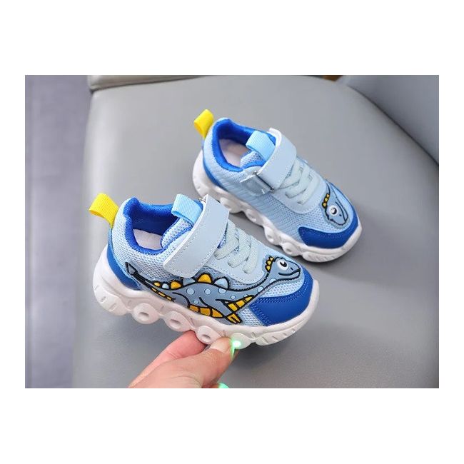 Adidasi cu luminite pentru baietei - Blue dino ADKL-1-3-c