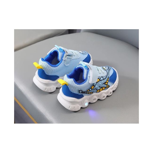 Adidasi cu luminite pentru baietei - Blue dino ADKL-1-3-c