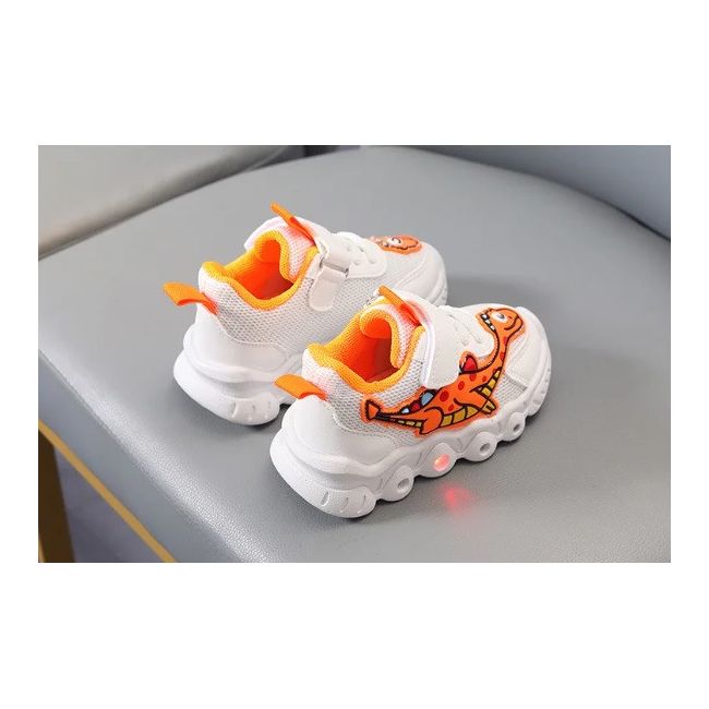 Adidasi cu luminite pentru baietei - Orange dino ADKL-1-1-c