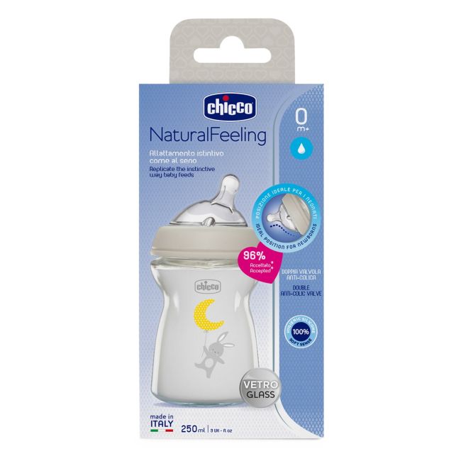 Biberon hranire din sticla Chicco Natural Feeling, 250ml, 0luni+ CHC8122130-7