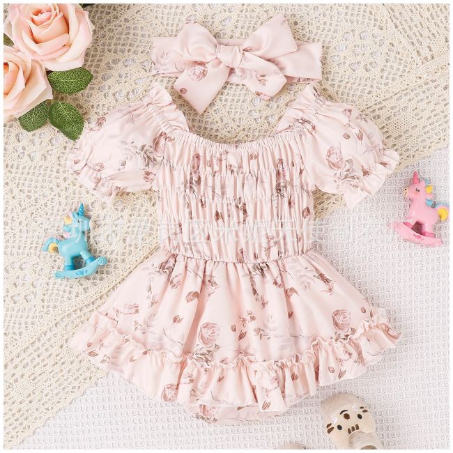 Body roz banan cu fustita cu volanase pentru fetite MBNew221-de2