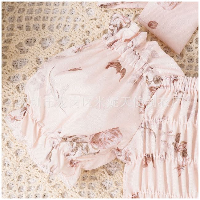 Body roz banan cu fustita cu volanase pentru fetite MBNew221-de2
