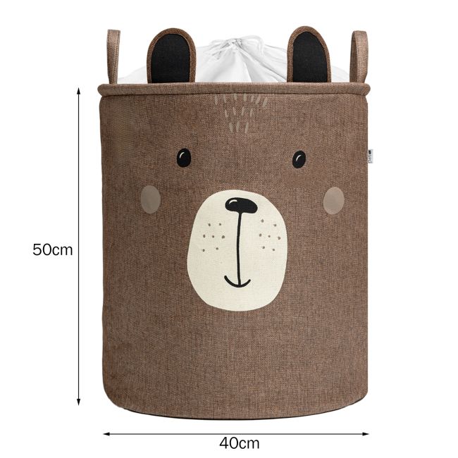 Cos Pliabil Pentru Depozitare Jucarii cu Snur pentru Inchidere, PREMIUM XL, 63 l, Impermeabil, SIPO, Brown Bear EKDXB05