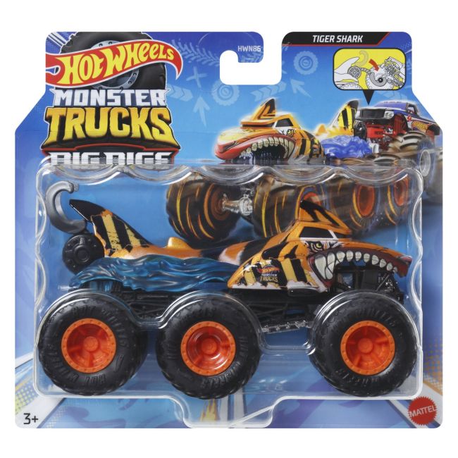 HOT WHEELS MONSTER TRUCK BIG RIGS MASINUTA METALICA CU 6 ROTI TIGER SHARK SCARA 1:64 VIVMTHWN86_HWN88