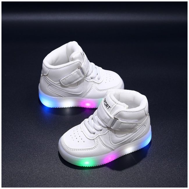 Adidasi albi inalti cu luminite - Bella MDC-33-2-c