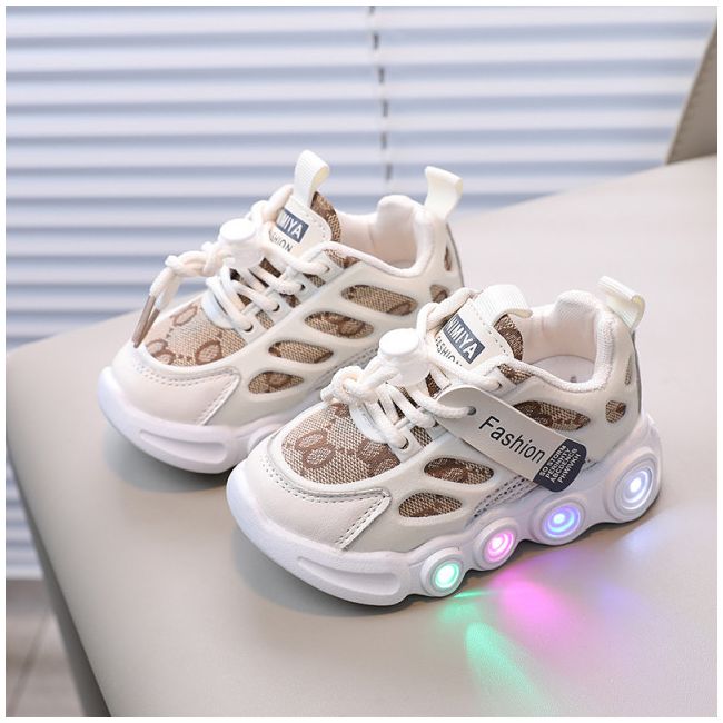 Adidasi crem cu alb cu luminite ADG-58-2-c