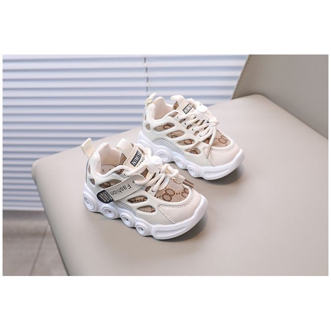 Adidasi crem cu alb cu luminite ADG-58-2-c