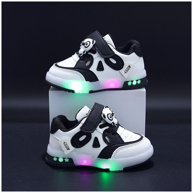 Adidasi negru cu alb cu luminite - Panda MB8001-1-c
