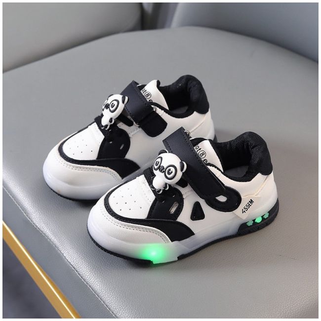 Adidasi negru cu alb cu luminite - Panda MB8001-1-c
