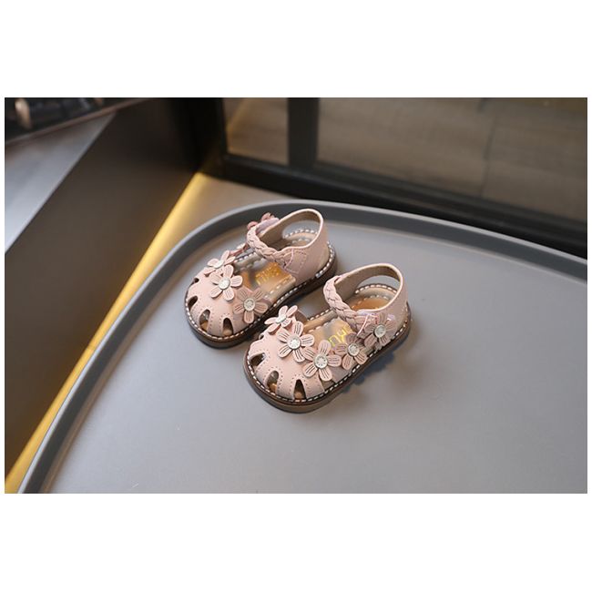 Sandale roz pudra pentru fetite - Floricele AMA1605-2-DE10