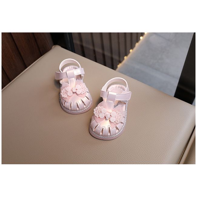 Sandale roz sidefat pentru fetite - Organza AMMK-107-1-c