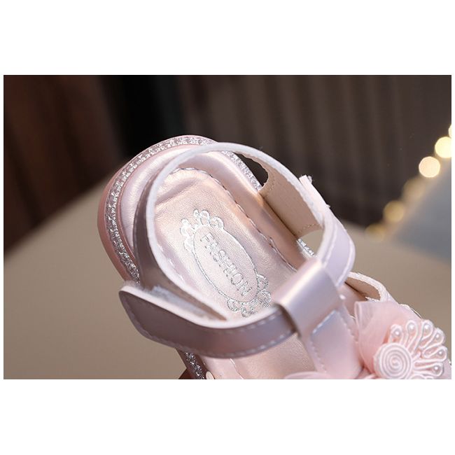 Sandale roz sidefat pentru fetite - Organza AMMK-107-1-c