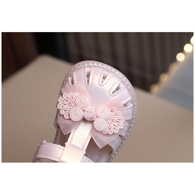 Sandale roz sidefat pentru fetite - Organza AMMK-107-1-c
