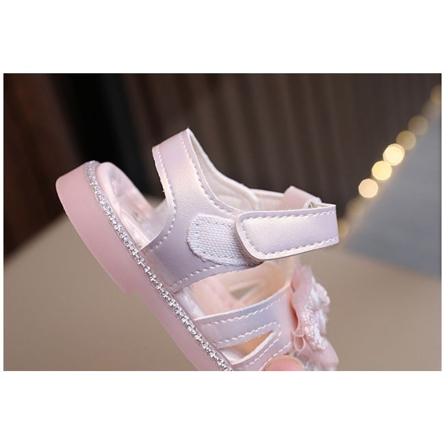 Sandale roz sidefat pentru fetite - Organza AMMK-107-1-c