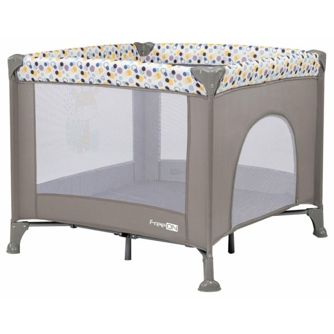 Tarc de joaca, FreeON, Patrat, Pliabil, Intrare cu fermoar, Laterale din plasa, 93x93x87 cm, Pana la 15 kg, 6 luni+, Gri BYN80883