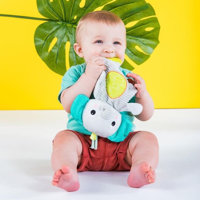 Bright starts - jucarie de dentitie din plus pentru bebelusi elefant bbb12347