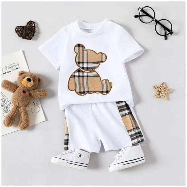 Compleu alb pentru baietei - Teddy bear ADNew233-R1