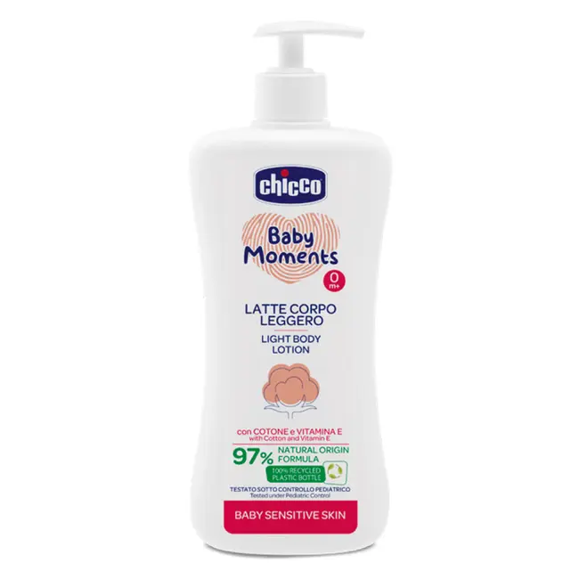 Lotiune dermatologica fluida pentru corp Chicco Baby Moments Sensitive, 500ml, 0 luni+ CHC10243-9
