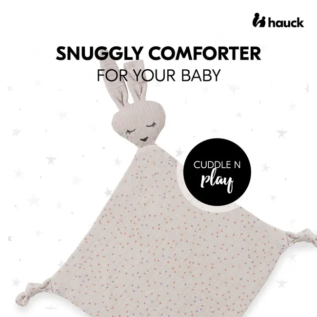Paturica somn si joaca din Bumbac Organic, 25x25 cm, Hauck, Rabbit Beige Dots EKDhk71125