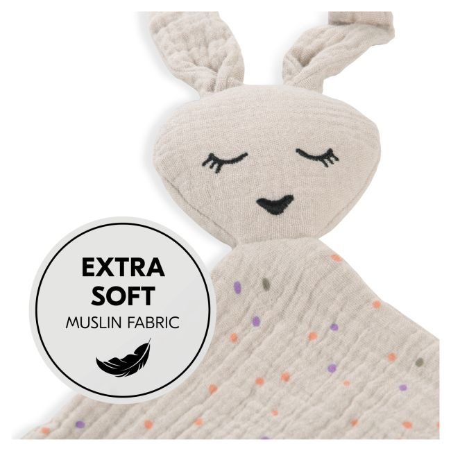 Paturica somn si joaca din Bumbac Organic, 25x25 cm, Hauck, Rabbit Beige Dots EKDhk71125