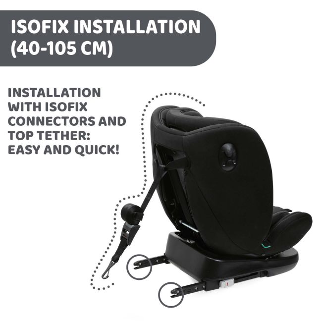 Scaun auto rotativ Chicco Unico EVO i-Size, Black (Negru), de la nastere pana la 12 ani (40-150 cm) CHC87030-8_BLACK
