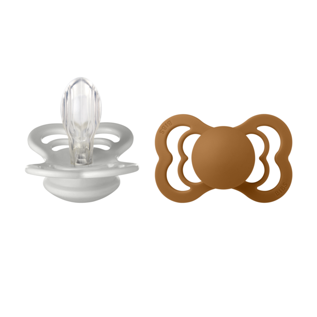Bibs - set 2 suzete supreme silicon, tetina simetrica, 6 luni +-haze/caramel bbb260358