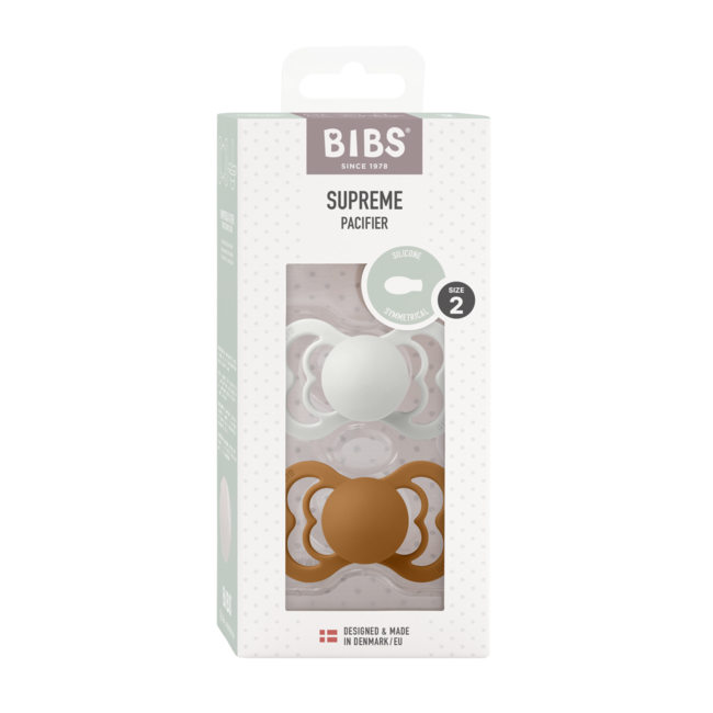 Bibs - set 2 suzete supreme silicon, tetina simetrica, 6 luni +-haze/caramel bbb260358