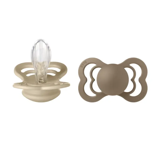 Bibs - set 2 suzete supreme silicon, tetina simetrica, 6 luni +-vanilla/dark oak bbb260336