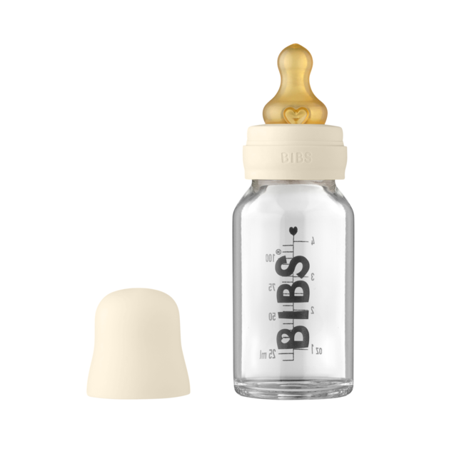 Bibs - set complet biberon din sticla anticolici, 110 ml, ivory bbb5013216