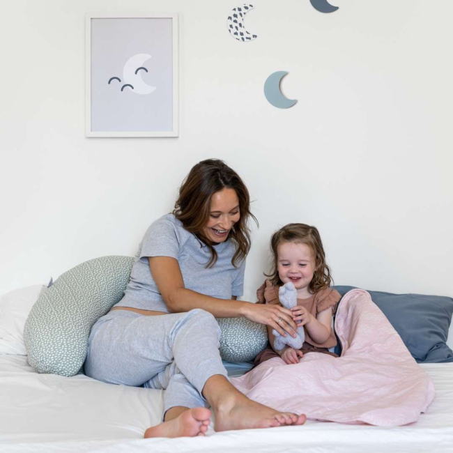 doomoo - perna mare pentru gravide si bebelusi 3 in 1, bumbac organic buddy cloudy kaki bbbb60
