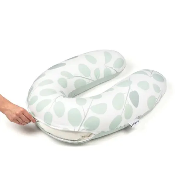 doomoo - perna mare pentru gravide si bebelusi 3 in 1, bumbac organic buddy leaves aqua green bbbb31