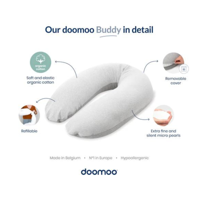 doomoo - perna mare pentru gravide si bebelusi 3 in 1, bumbac organic buddy leaves aqua green bbbb31