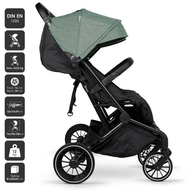 Babygo - carucior pliabil pentru gemeni gotwice, green bbbbgo-7903