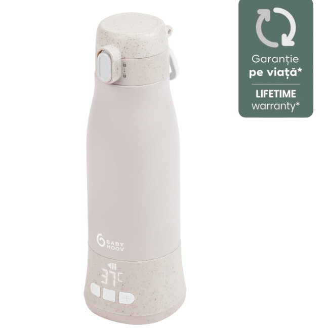 Babymoov - moov & feed incalzitor de biberoane portabil si reincarcabil, mineral beige bbba002103