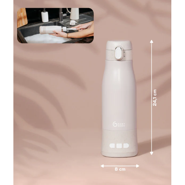 Babymoov - moov & feed incalzitor de biberoane portabil si reincarcabil, mineral beige bbba002103