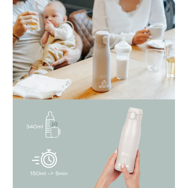 Babymoov - moov & feed incalzitor de biberoane portabil si reincarcabil, mineral beige bbba002103