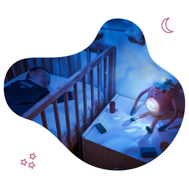 Badabulle - lampa de veghe barnabe in forma de capsuna cu proiectii si sunete linistitoare bbbb015018