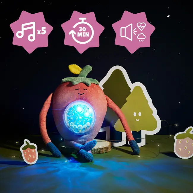 Badabulle - lampa de veghe barnabe in forma de capsuna cu proiectii si sunete linistitoare bbbb015018