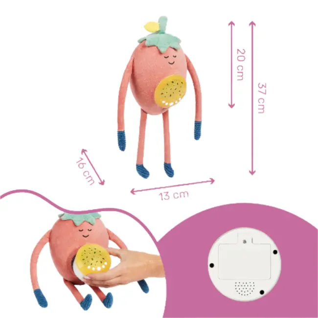 Badabulle - lampa de veghe barnabe in forma de capsuna cu proiectii si sunete linistitoare bbbb015018