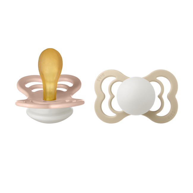 Bibs - set 2 suzete supreme fosforescente glow latex, tetina simetrica, 6 luni + bbbsetsupremelatexglow2
