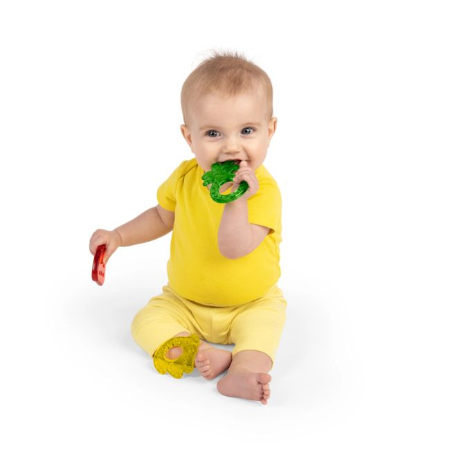 Bright starts - set 3 jucarii de dentitie texturate juicy chews - pepene, ananas, banana bbb13077