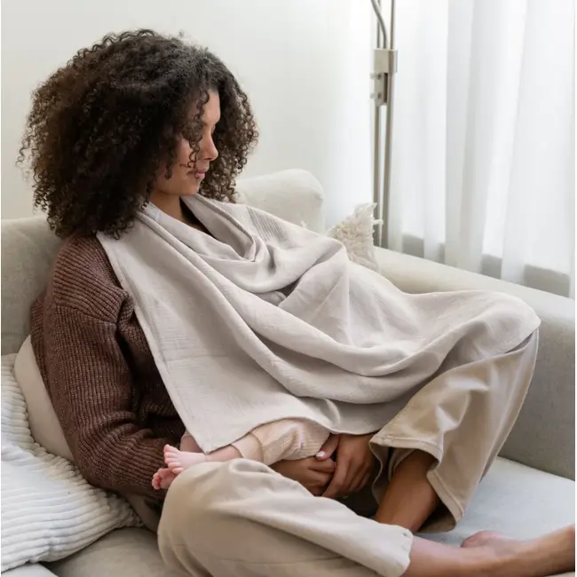 Doomoo - esarfa pentru alaptat multifunctionala din bumbac organic mom&rsquo;n play almond bbb37001027