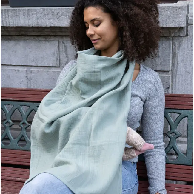 Doomoo - esarfa pentru alaptat multifunctionala din bumbac organic mom&rsquo;n play green bbb37001024