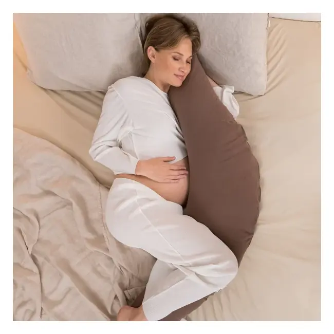 Doomoo - perna mare 3 in 1 comfy big tetra chocolate din bumbac organic: perna gravide, suport pentru hranire, suport pentru bebe bbb35001028