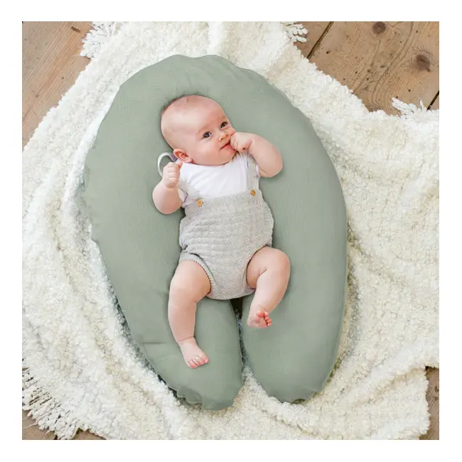 Doomoo - perna mare 3 in 1 comfy big tetra green din bumbac organic: perna gravide, suport pentru hranire, suport pentru bebe bbb35001024