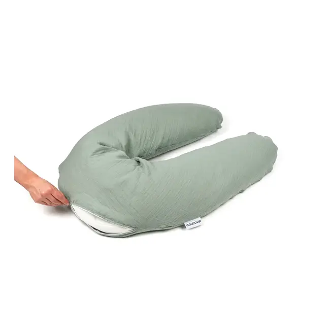 Doomoo - perna mare 3 in 1 comfy big tetra green din bumbac organic: perna gravide, suport pentru hranire, suport pentru bebe bbb35001024